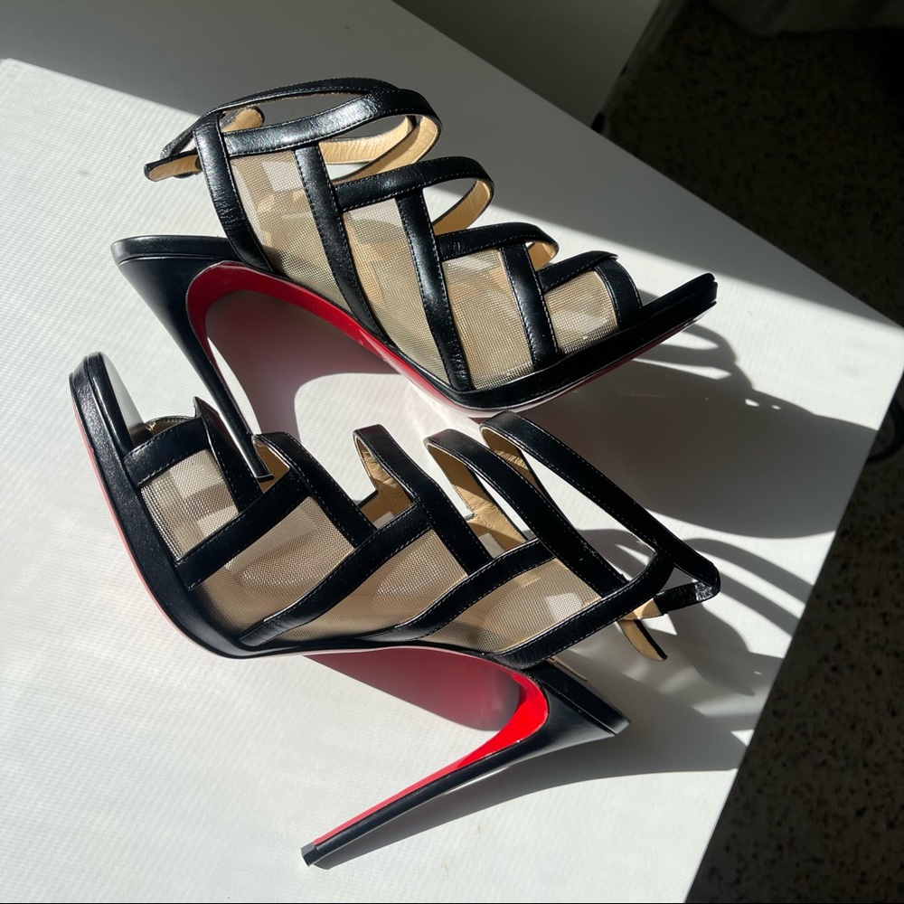 Christian Louboutin Nicole K Caged Mesh Leather Heels
